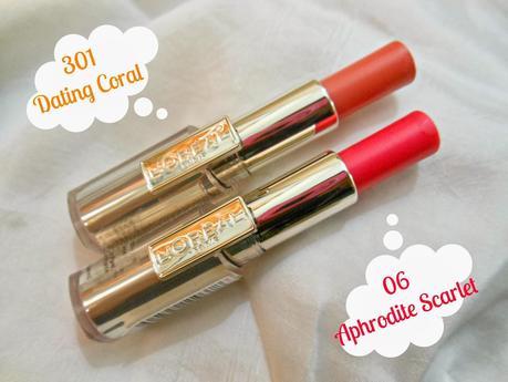 Sneak Peek : New! L'Oreal Paris Rouge Caresse Lipsticks (301) Dating Coral and (06) Aphrodite Scarlet