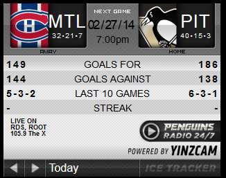Game 59 : #Penguins vs. Canadiens : 02.27.14 : Game Thread!