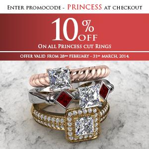 10% off on princess cut diamond rings