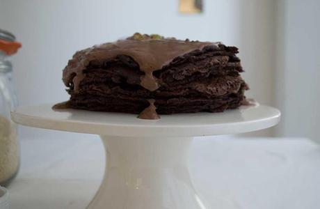 Chocolate and Tahini Pancake Cake