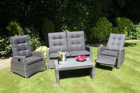 Reclining Rattan 4 Seater Lounge Set