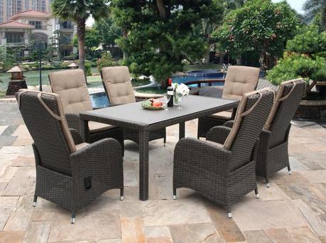 Reclining 6 Seater Rattan Dining Set