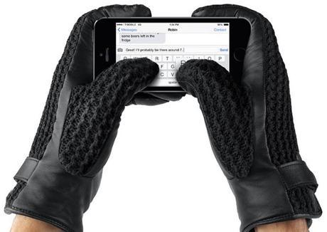 Leather Crochet Touchscreen Gloves