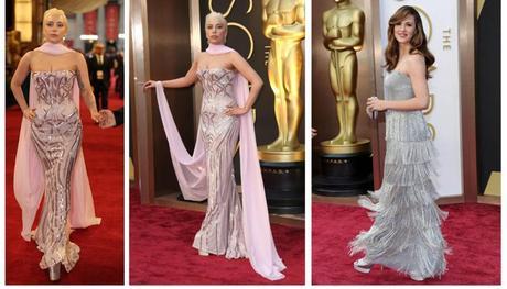 Lady Gaga and Jennifer Garner silver shoes fashion trend at Oscars 2014