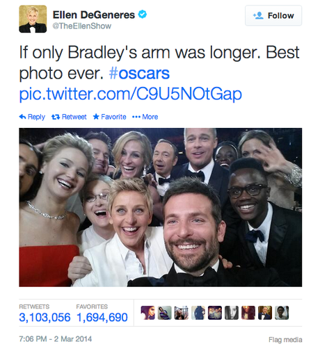 elle degeneres tweet oscar epic selfie