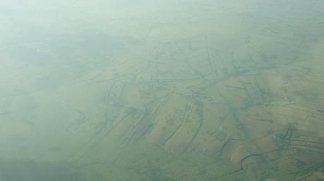 Aerial view of farmland south western Uganda. Entebbe to Kisoro with Aerolink