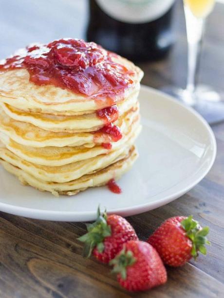 Fluffy Strawberry and Champagne Pancakes Veggie and The Beast Feast marthafied.com