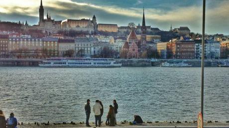 Buda Castle and the Shoes on the Danube Promenade, memorial to the Jews who died in WWII.