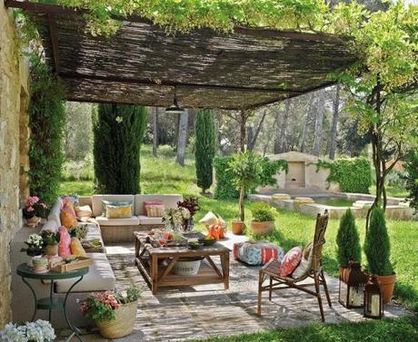 An outdoor room decorated with elegant interior style. Photo courtesy of Vampire Decor.