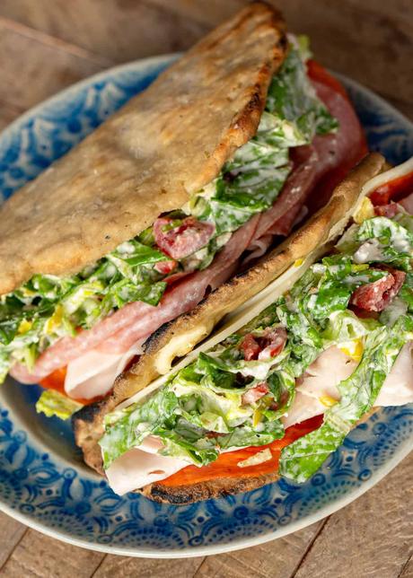 overhead shot of homemade gluten free italian grinder sandwiches