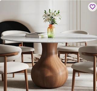 Mid-century modern dining table round with white top