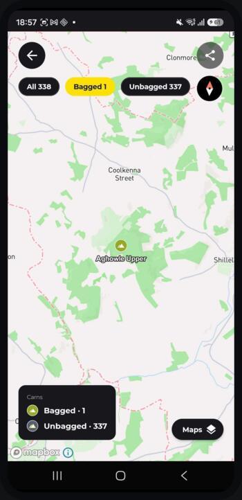 The peak map with the Bagged filter selected