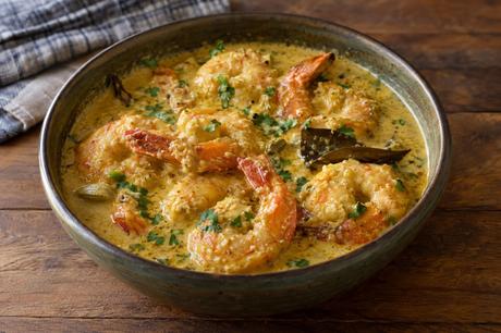 Chingri Malai Curry Homemade Chingri Malai Curry, ready to serve