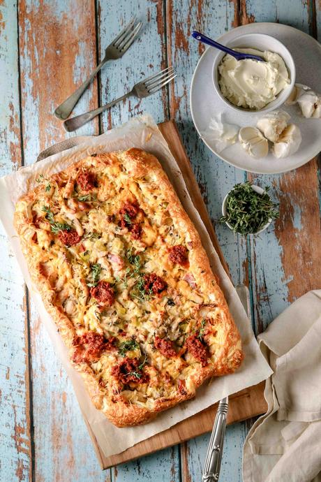 Chicken, leek and bacon galette