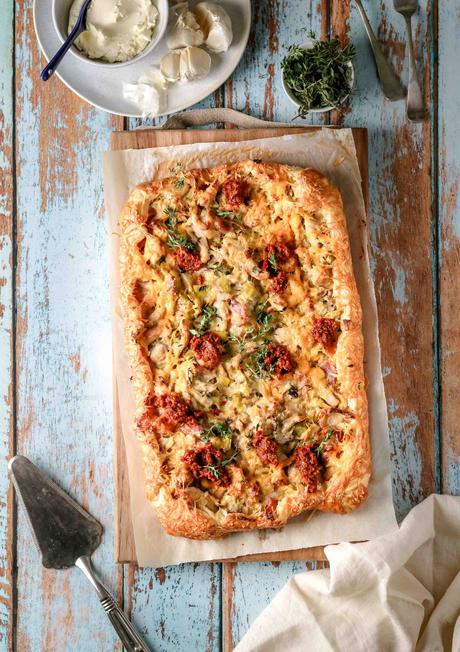 Chicken, leek and bacon galette