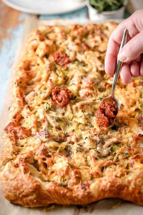 Chicken, leek and bacon galette