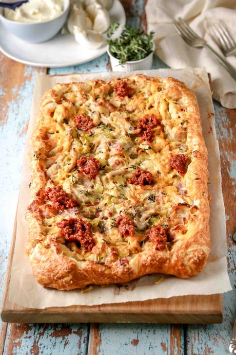 Chicken, leek and bacon galette