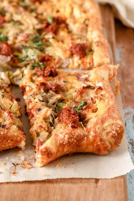 Chicken, leek and bacon galette