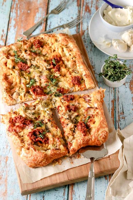 Chicken, leek and bacon galette