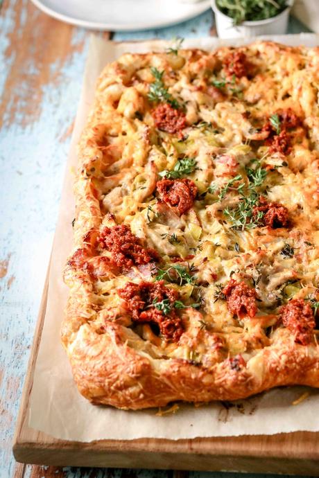 Chicken, leek and bacon galette