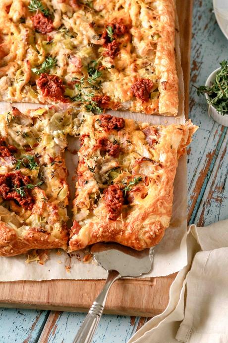 Chicken, leek and bacon galette