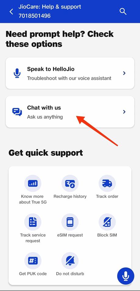 Jio Data Loan Number: How To Get Emergency Data In Jio get jio loan chat with us button