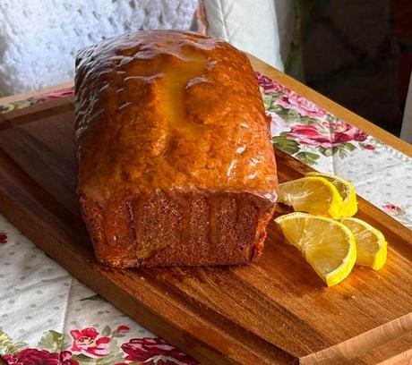 Lemon Curd Glazed Pound Cake