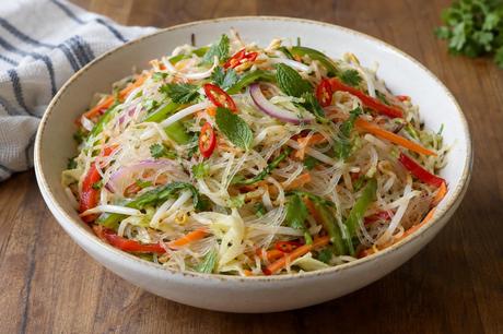 Homemade Bean Thread Noodle Salad, ready to serve