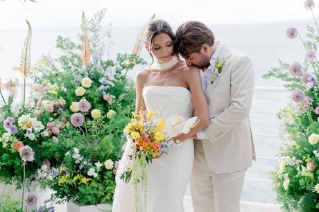 Romantic summer wedding in Kalamata with vibrant orange details | Alexis & Maxwell