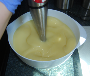 blending the soap batter