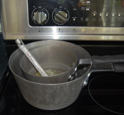 double boiler method for the lotion ingredients