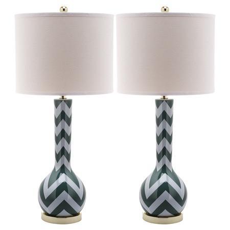 Chevron+Table+Lamp Stunningly Simple Turquoise Geometric Lamp for Less than $52