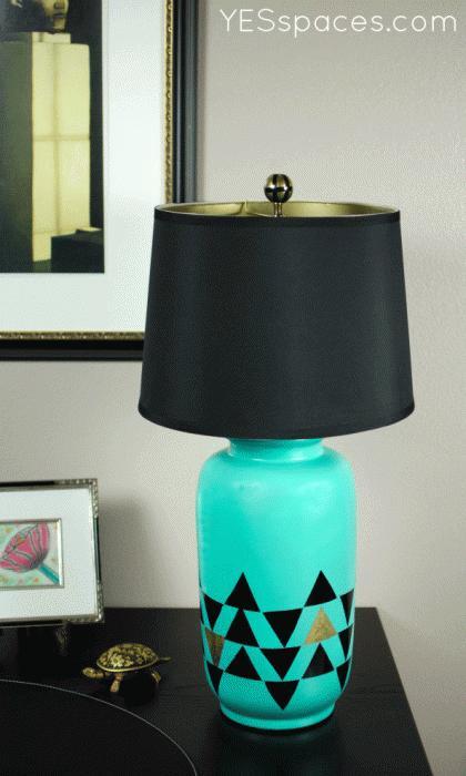 Triangle lamp vignette 420x700 Stunningly Simple Turquoise Geometric Lamp for Less than $52