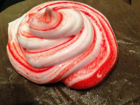 red swirl striped color meringue recpie