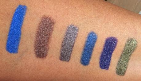 Swatches of Six Sephora 12Hr Wear Waterproof Jumbo Liners