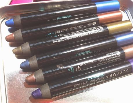 Swatches of Six Sephora 12Hr Wear Waterproof Jumbo Liners