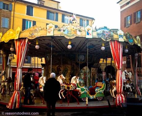 ReasonstoDress.com Reasons to Dress Antique Carousel, Carrousel, Carosello, Merry-go-Round Modena, Emilia Romagna Italy Things to do in the winter in italy