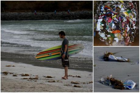 Rubbish, which is being washed up on the beaches, is a growing problem around Kuta. 