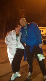 Kelrick and I at the finish line with our hard won medals.