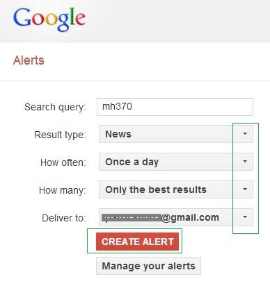 create google alert option