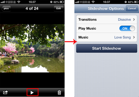 iPhone Slideshow option