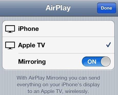 AirPlay Options for iPhone slideshows