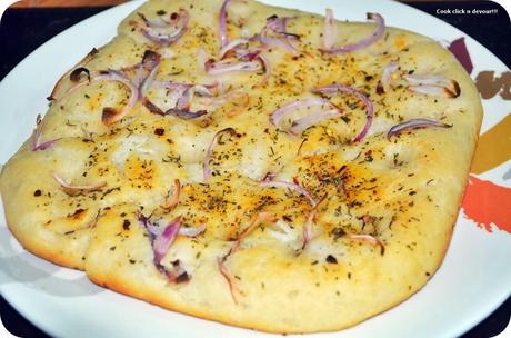 Herbs and onion focaccia