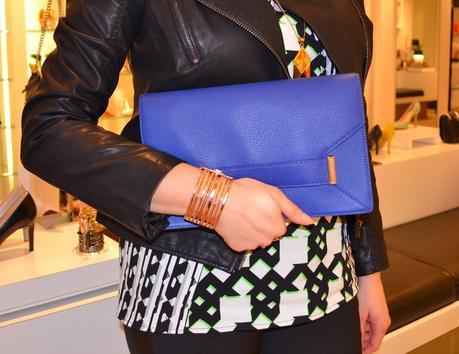 blue leather clutch