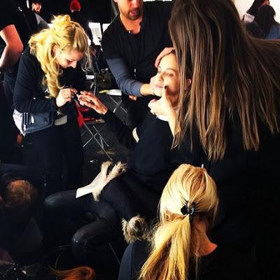 Backstage w/ Kevyn Aucoin at KaufmanFranco Fall 2014 Collection