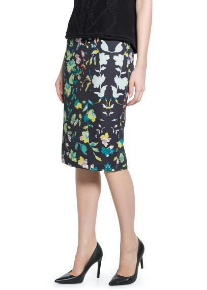 Floral neoprene-effect skirt