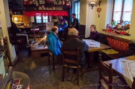 A glass of wine in a traditional trattoria