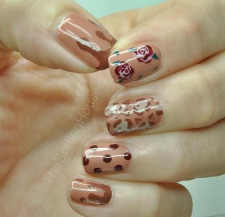 Neutral Vintage Mix Nail Art | TheSortingHouse