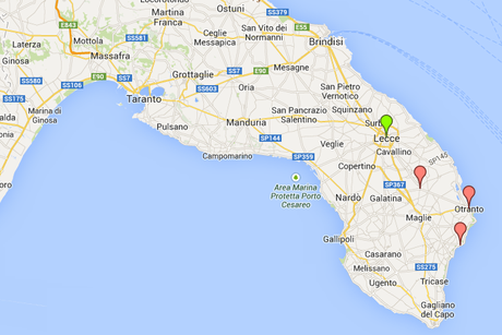 Map of towns in Apulia