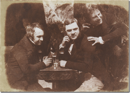 The original photograph that the play is based on, “Edinburgh Ale” shows James Ballantine, Dr. George Bell and David Octavius Hill. (circa 1844)